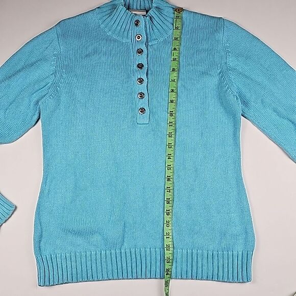 Croft‎ & Barrow Blue High Collar Button Long Sleeve Pullover Knit Sweater Size L - Picture 6 of 8